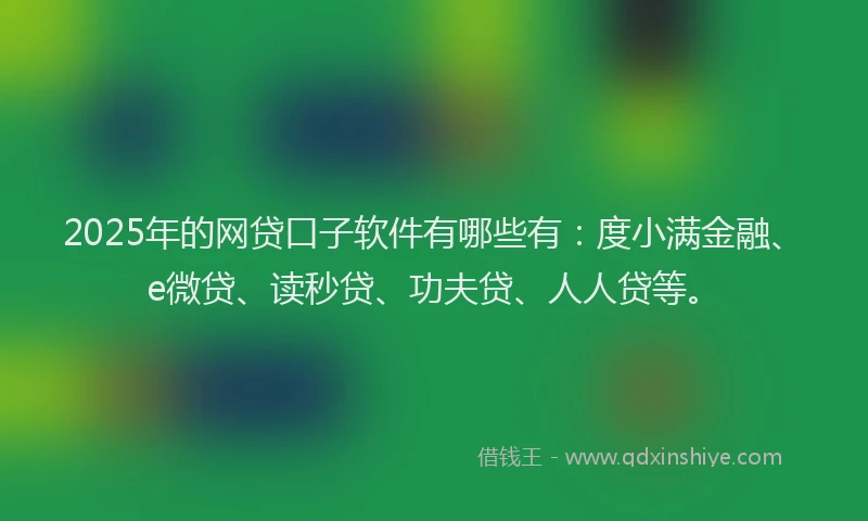 2025年的网贷口子软件有哪些有：度小满金融、e微贷、读秒贷、功夫贷、人人贷等。