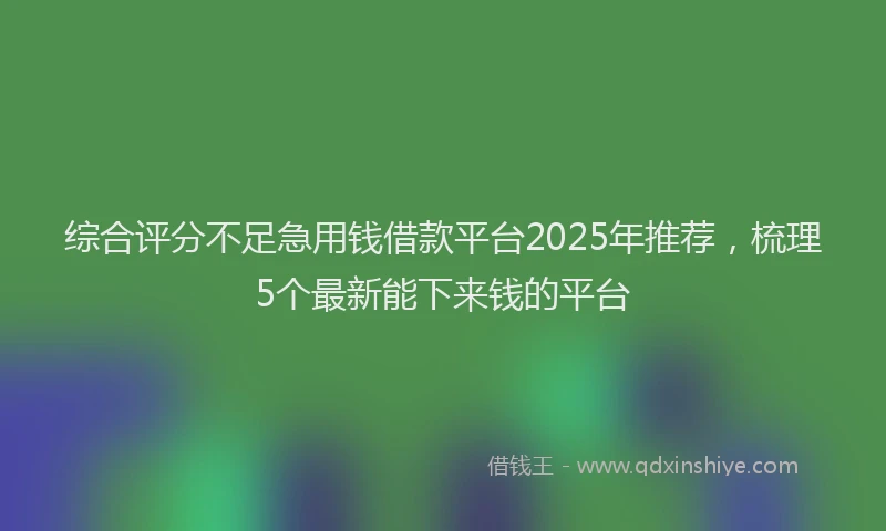 综合评分不足急用钱借款平台2025年推荐，梳理5个最新能下来钱的平台