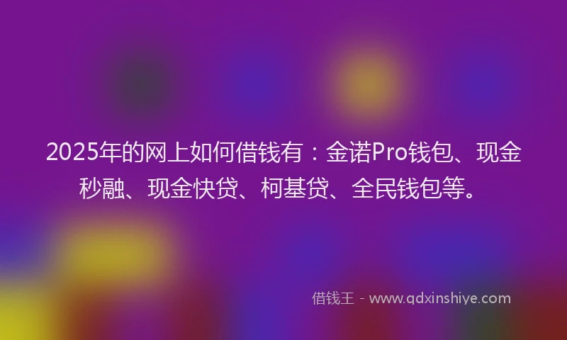 2025年的网上如何借钱有：金诺Pro钱包、现金秒融、现金快贷、柯基贷、全民钱包等。