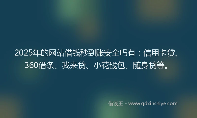 2025年的网站借钱秒到账安全吗有：信用卡贷、360借条、我来贷、小花钱包、随身贷等。