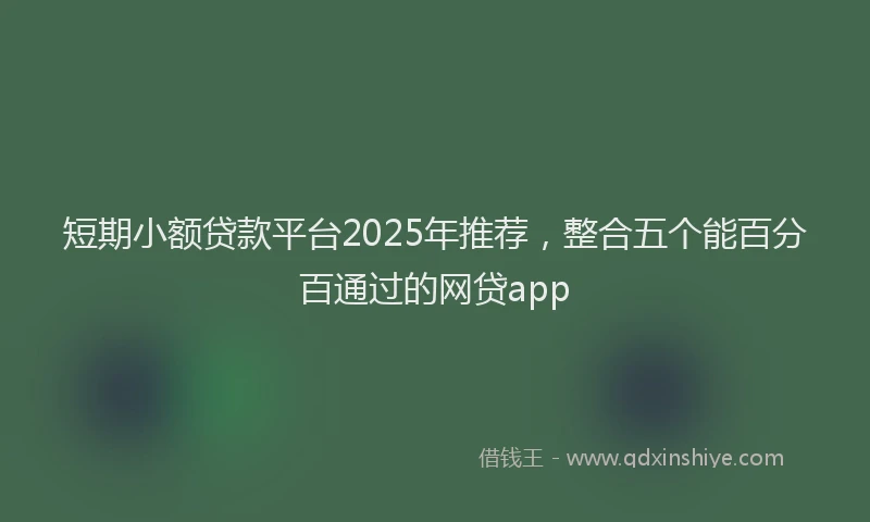 短期小额贷款平台2025年推荐，整合五个能百分百通过的网贷app