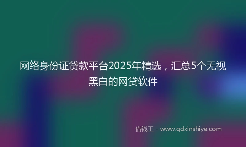 网络身份证贷款平台2025年精选，汇总5个无视黑白的网贷软件