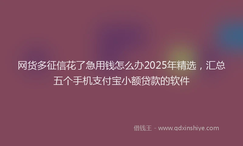 网货多征信花了急用钱怎么办2025年精选，汇总五个手机支付宝小额贷款的软件