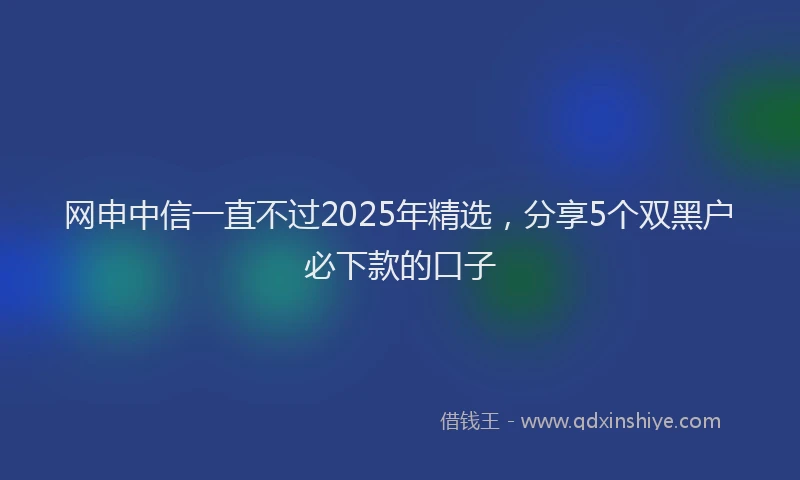 网申中信一直不过2025年精选，分享5个双黑户必下款的口子
