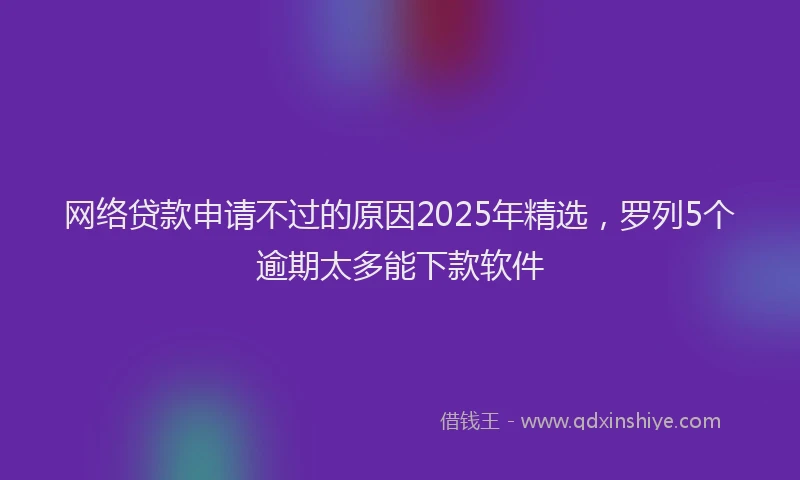 网络贷款申请不过的原因2025年精选，罗列5个逾期太多能下款软件