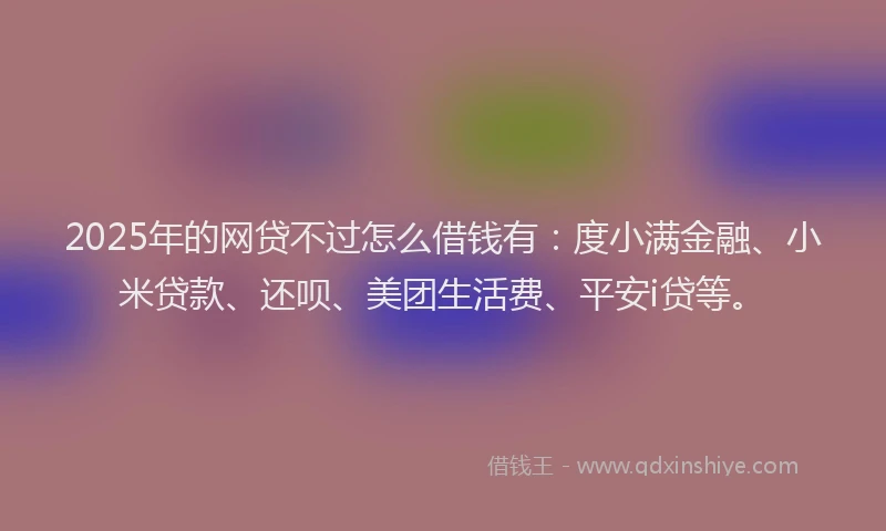2025年的网贷不过怎么借钱有：度小满金融、小米贷款、还呗、美团生活费、平安i贷等。