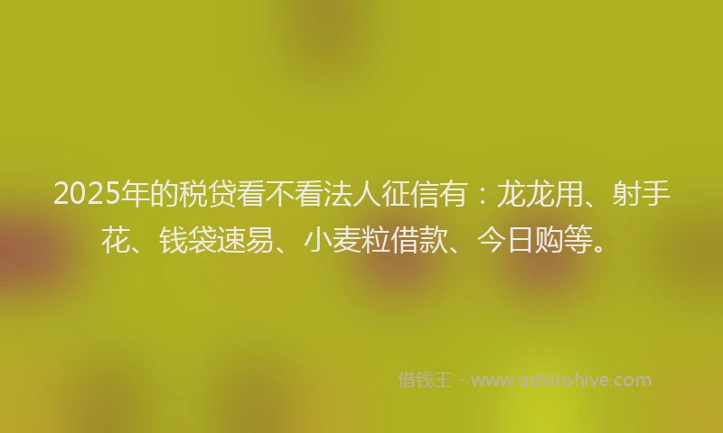 2025年的税贷看不看法人征信有：龙龙用、射手花、钱袋速易、小麦粒借款、今日购等。