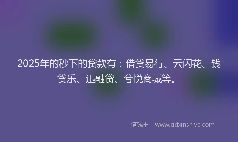 2025年的秒下的贷款有：借贷易行、云闪花、钱贷乐、迅融贷、兮悦商城等。