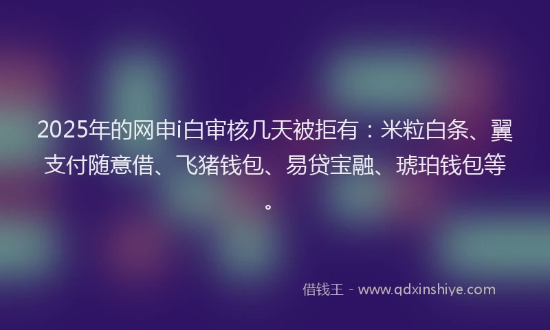 2025年的网申i白审核几天被拒有：米粒白条、翼支付随意借、飞猪钱包、易贷宝融、琥珀钱包等。