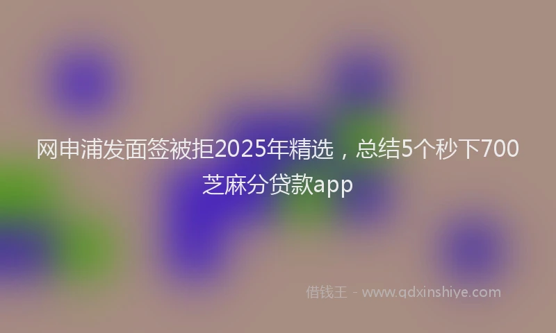 网申浦发面签被拒2025年精选，总结5个秒下700芝麻分贷款app