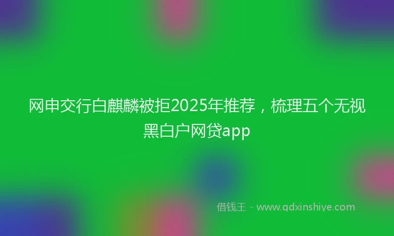 网申交行白麒麟被拒2025年推荐，梳理五个无视黑白户网贷app