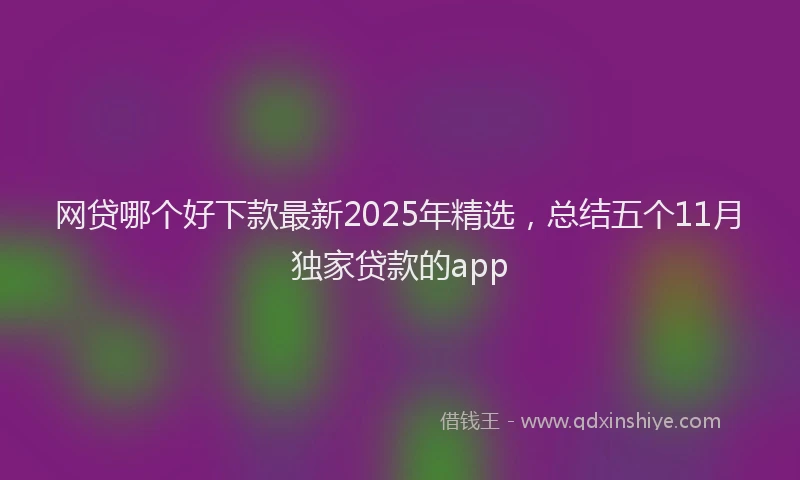 网贷哪个好下款最新2025年精选，总结五个11月独家贷款的app