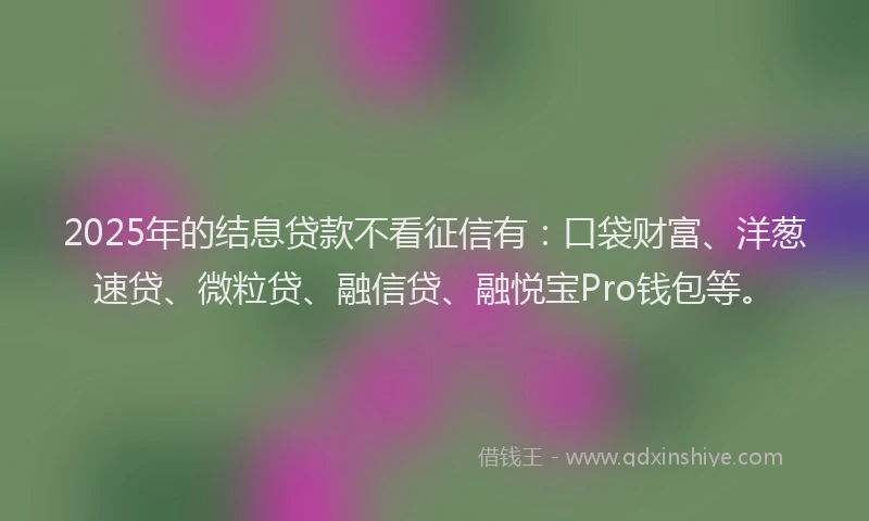 2025年的结息贷款不看征信有：口袋财富、洋葱速贷、微粒贷、融信贷、融悦宝Pro钱包等。