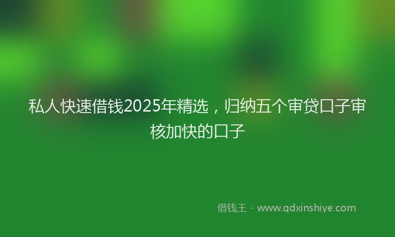 私人快速借钱2025年精选，归纳五个审贷口子审核加快的口子