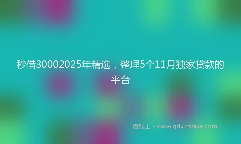 秒借30002025年精选，整理5个11月独家贷款的平台