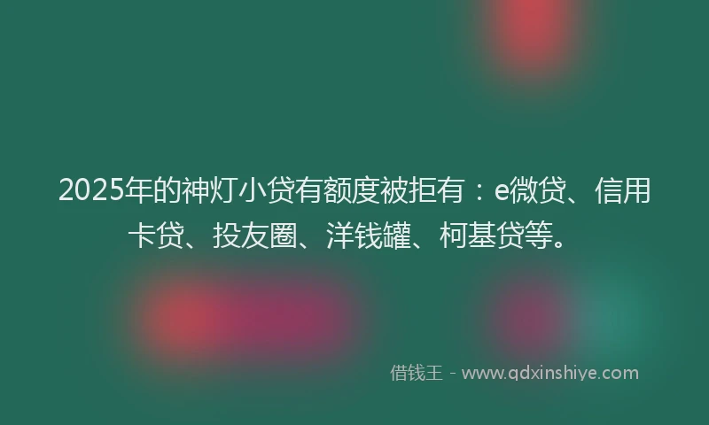 2025年的神灯小贷有额度被拒有：e微贷、信用卡贷、投友圈、洋钱罐、柯基贷等。