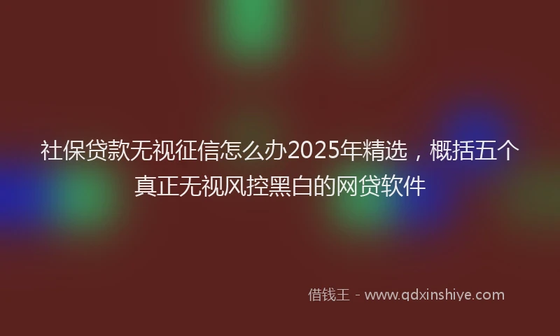 社保贷款无视征信怎么办2025年精选，概括五个真正无视风控黑白的网贷软件