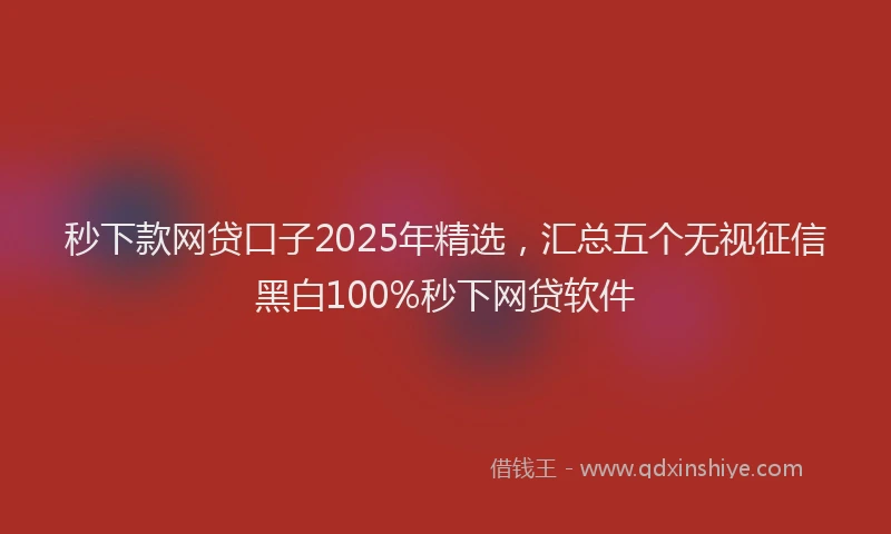 秒下款网贷口子2025年精选，汇总五个无视征信黑白100%秒下网贷软件