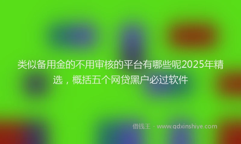 类似备用金的不用审核的平台有哪些呢2025年精选，概括五个网贷黑户必过软件