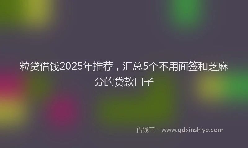 粒贷借钱2025年推荐，汇总5个不用面签和芝麻分的贷款口子