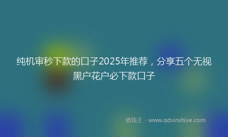 纯机审秒下款的口子2025年推荐，分享五个无视黑户花户必下款口子