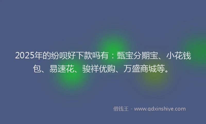 2025年的纷呗好下款吗有：甄宝分期宝、小花钱包、易速花、骏祥优购、万盛商城等。