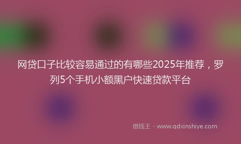 网贷口子比较容易通过的有哪些2025年推荐，罗列5个手机小额黑户快速贷款平台