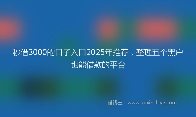 秒借3000的口子入口2025年推荐，整理五个黑户也能借款的平台
