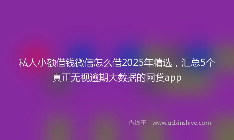 私人小额借钱微信怎么借2025年精选，汇总5个真正无视逾期大数据的网贷app