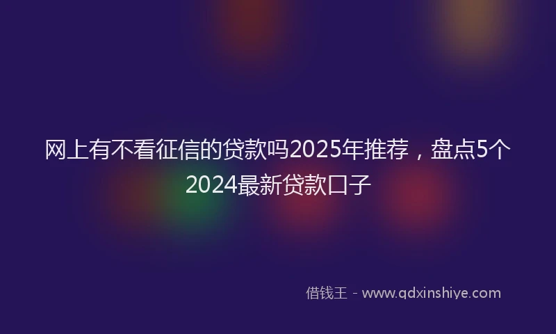 网上有不看征信的贷款吗2025年推荐，盘点5个2024最新贷款口子