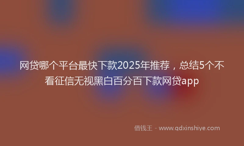 网贷哪个平台最快下款2025年推荐，总结5个不看征信无视黑白百分百下款网贷app