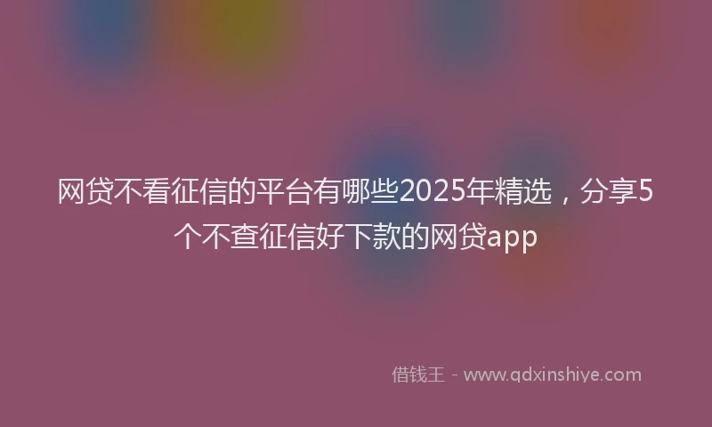 网贷不看征信的平台有哪些2025年精选，分享5个不查征信好下款的网贷app