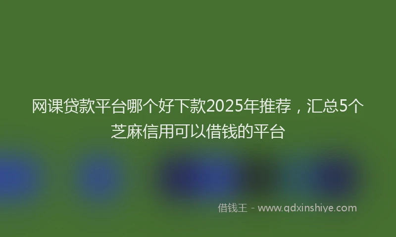 网课贷款平台哪个好下款2025年推荐，汇总5个芝麻信用可以借钱的平台