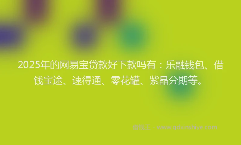 2025年的网易宝贷款好下款吗有：乐融钱包、借钱宝途、速得通、零花罐、紫晶分期等。