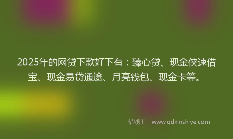 2025年的网贷下款好下有：臻心贷、现金侠速借宝、现金易贷通途、月亮钱包、现金卡等。