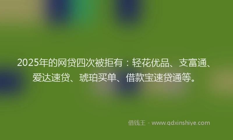 2025年的网贷四次被拒有：轻花优品、支富通、爱达速贷、琥珀买单、借款宝速贷通等。