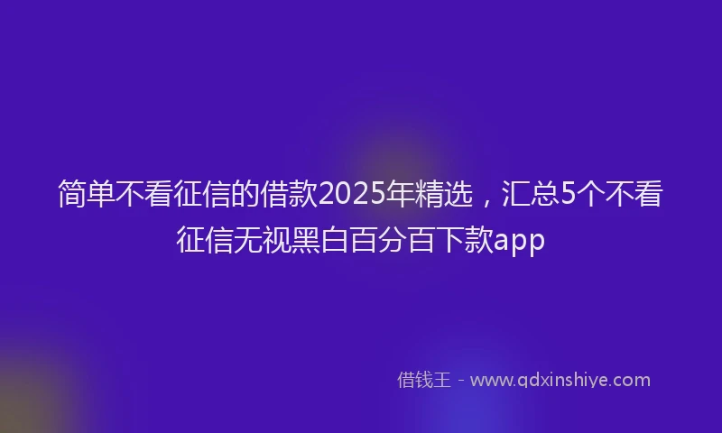 简单不看征信的借款2025年精选，汇总5个不看征信无视黑白百分百下款app