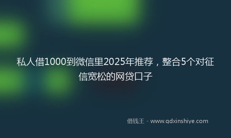 私人借1000到微信里2025年推荐，整合5个对征信宽松的网贷口子