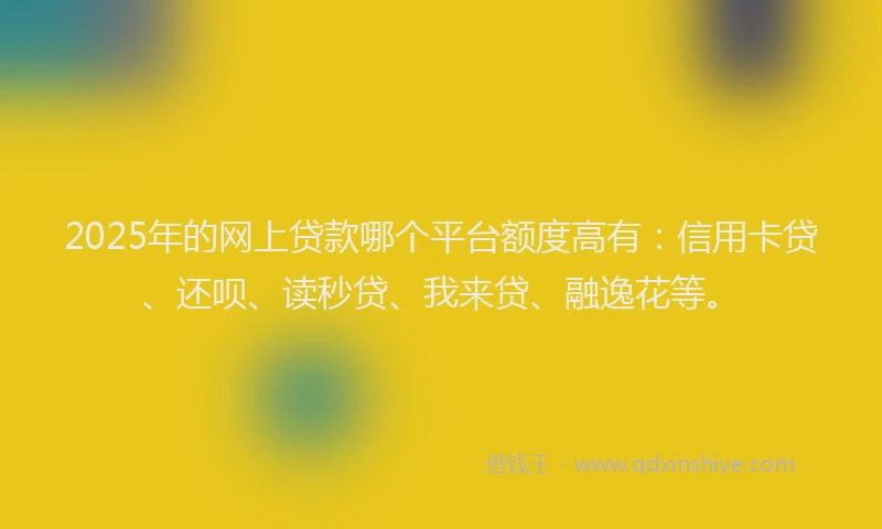 2025年的网上贷款哪个平台额度高有：信用卡贷、还呗、读秒贷、我来贷、融逸花等。
