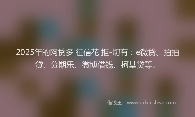 2025年的网贷多 征信花 拒-切有：e微贷、拍拍贷、分期乐、微博借钱、柯基贷等。