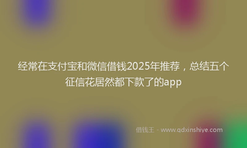 经常在支付宝和微信借钱2025年推荐，总结五个征信花居然都下款了的app