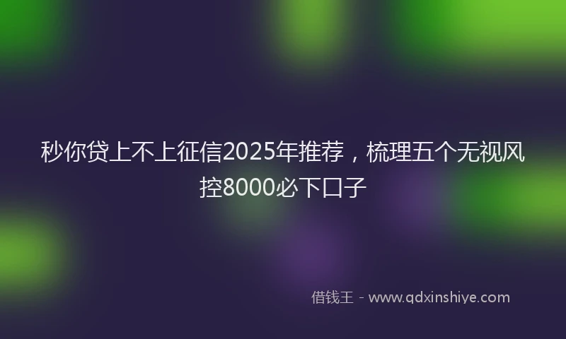 秒你贷上不上征信2025年推荐，梳理五个无视风控8000必下口子