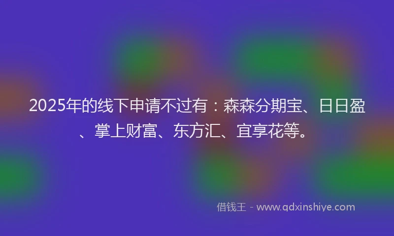 2025年的线下申请不过有：森森分期宝、日日盈、掌上财富、东方汇、宜享花等。