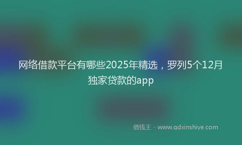 网络借款平台有哪些2025年精选，罗列5个12月独家贷款的app