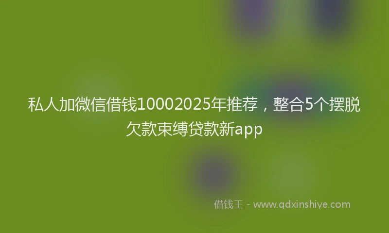 私人加微信借钱10002025年推荐，整合5个摆脱欠款束缚贷款新app