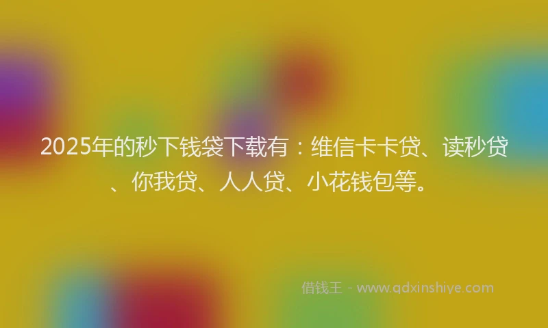 2025年的秒下钱袋下载有：维信卡卡贷、读秒贷、你我贷、人人贷、小花钱包等。