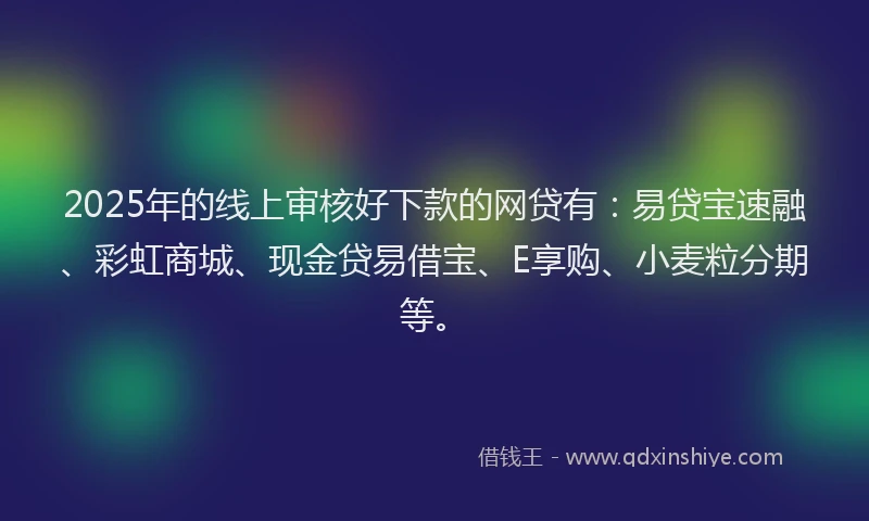 2025年的线上审核好下款的网贷有：易贷宝速融、彩虹商城、现金贷易借宝、E享购、小麦粒分期等。