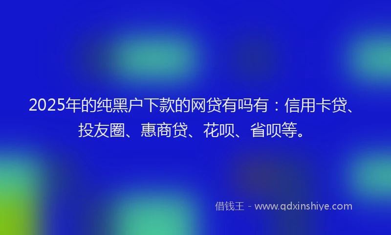 2025年的纯黑户下款的网贷有吗有：信用卡贷、投友圈、惠商贷、花呗、省呗等。