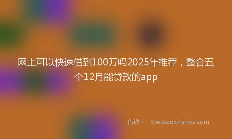 网上可以快速借到100万吗2025年推荐，整合五个12月能贷款的app
