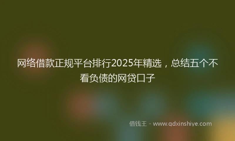 网络借款正规平台排行2025年精选，总结五个不看负债的网贷口子